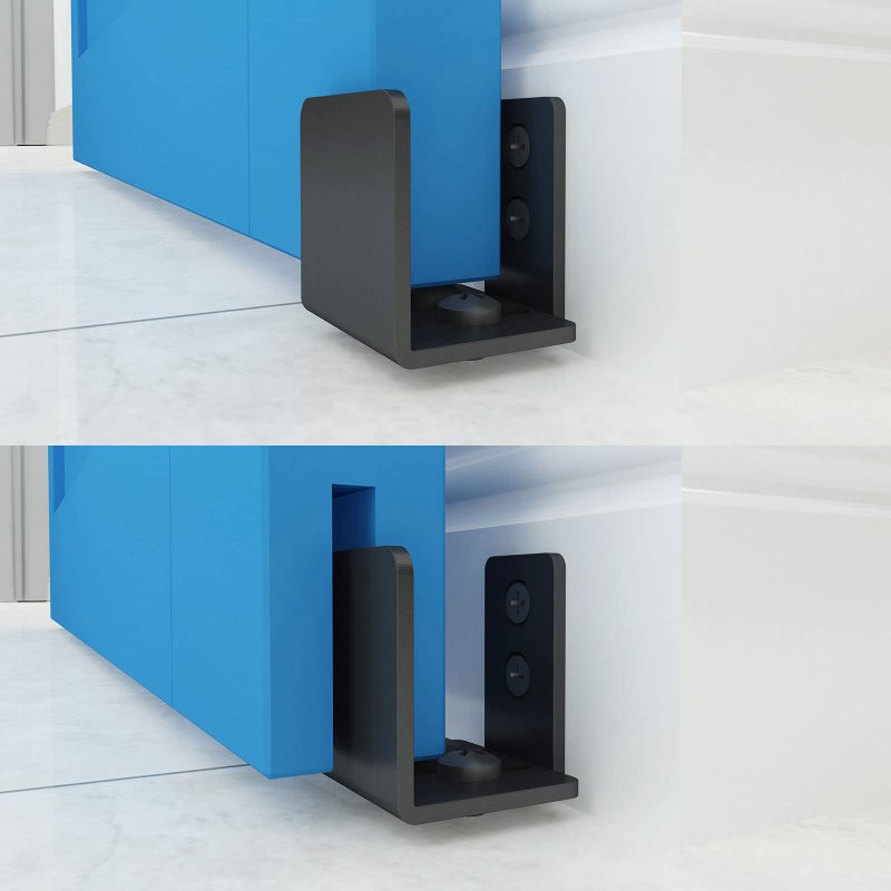 JUBEST Matte Black Floor Guide Wall Mount Sliding Barn Door Hardware Up to 1-3/4"W 1-7/8"H - Image 1
